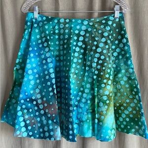 Blue and Green Handmade Mini Skirt by Melanie Poole Size Medium